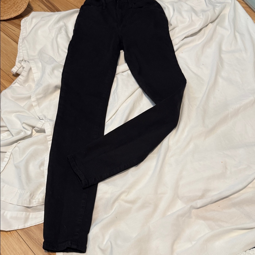 Frame Denim Jet Black Ali High-Rise skinny Jeans 24